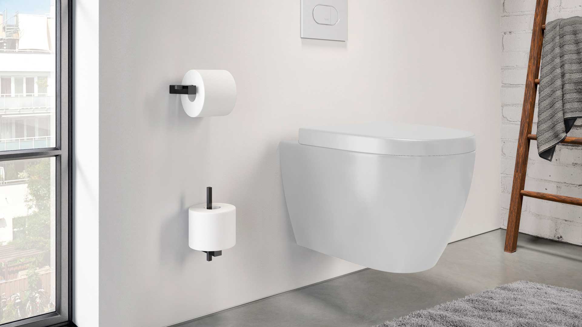 Colgador de toallas doble negro para baño moderno, accesorios de baño  modernos negros, diseño de baño dabstory, RICOBI -  México