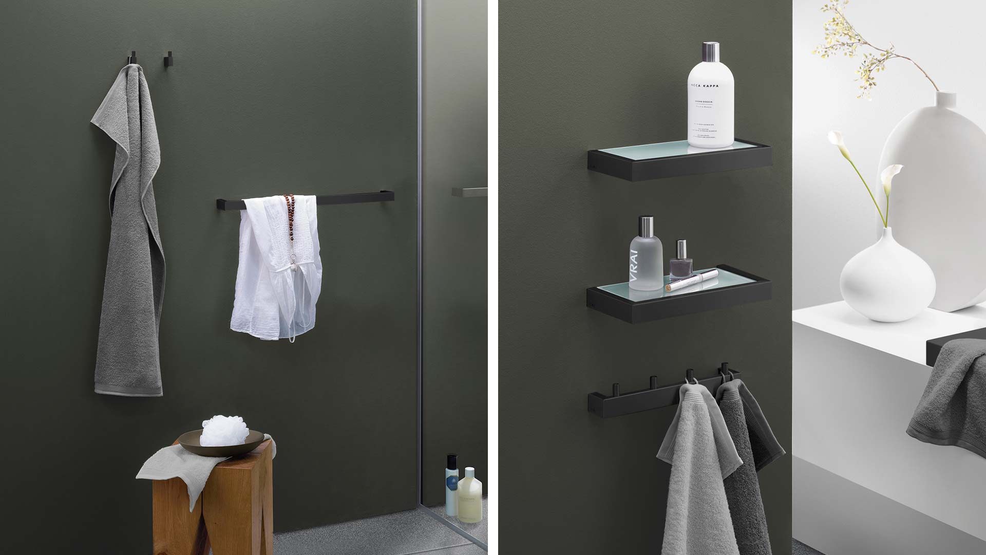 Colgador de toallas doble negro para baño moderno, accesorios de baño  modernos negros, diseño de baño dabstory, RICOBI -  México